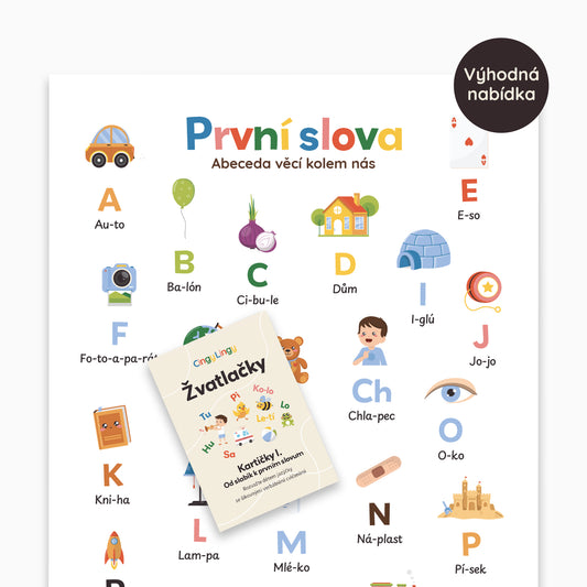 Balíček Žvatlačky I. & Plakát První slova – Abeceda věcí kolem nás