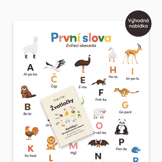 Balíček Žvatlačky I. & Plakát První slova – Zvířecí abeceda