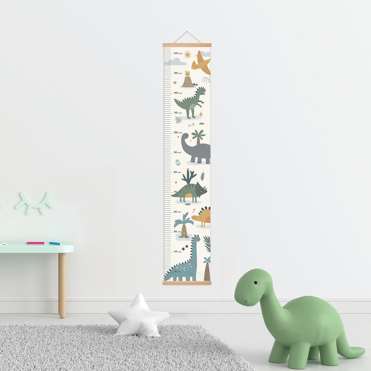 Dětský metr na zeď – Dinosauři