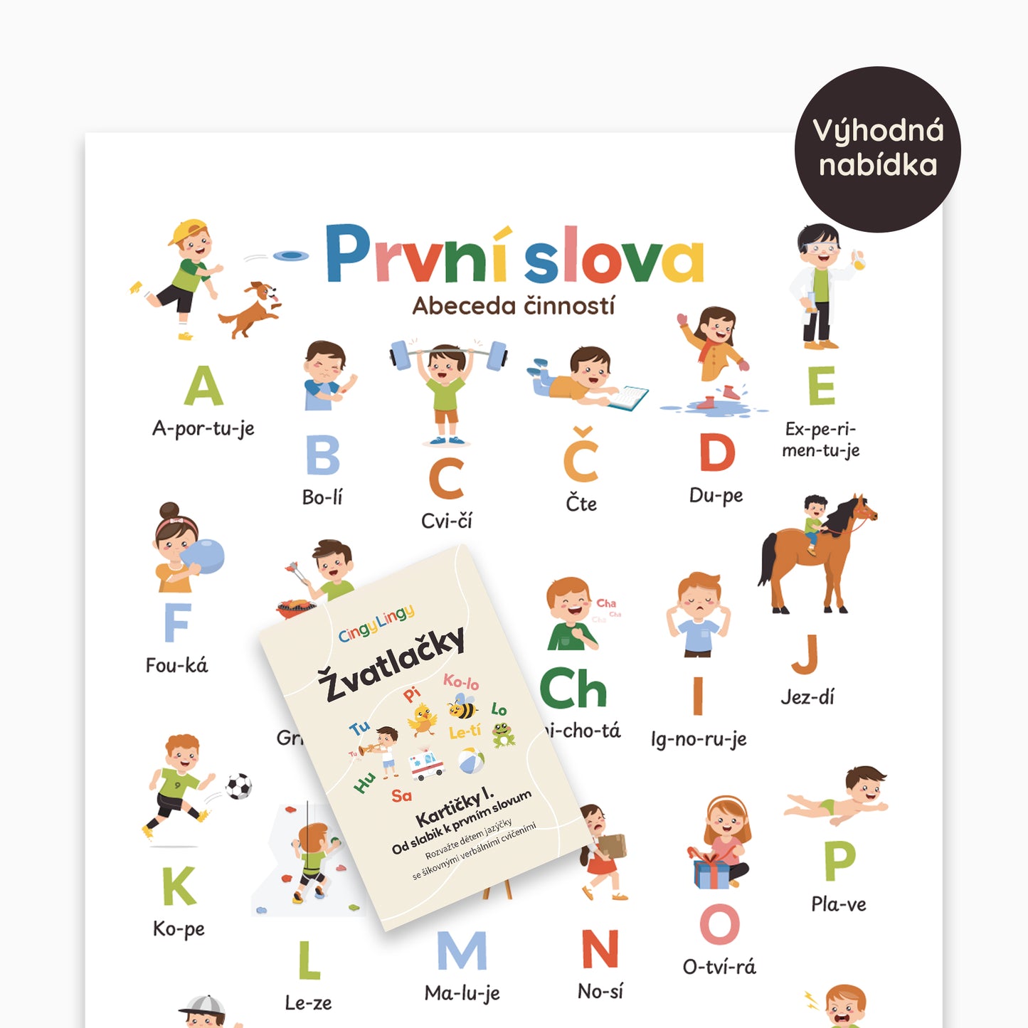 Balíček Žvatlačky I. & Plakát První slova – Abeceda činností